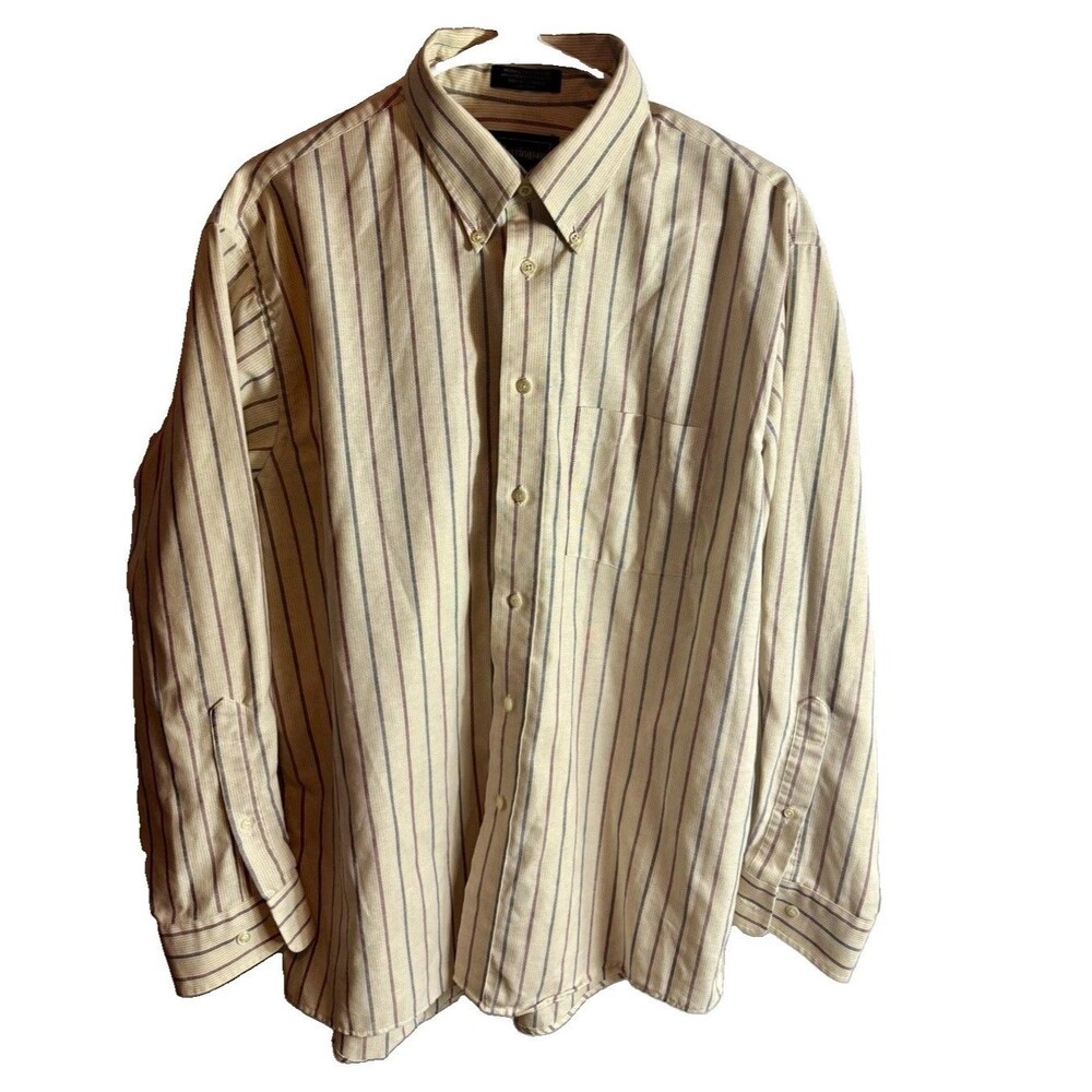 Barrington Wrinkle Resistant Oxford Striped Dress Shirt XL 17 32/33